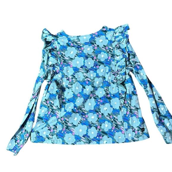 Tea collection ruffle shoulder Henley top monets garden nwt 14 coquette girl - Picture 7 of 8